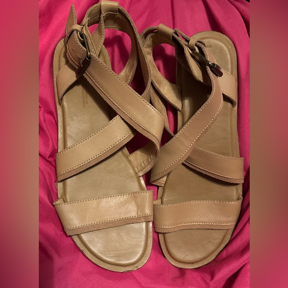 Toms Tan Diana Ankle Sandals with Crisscross Straps